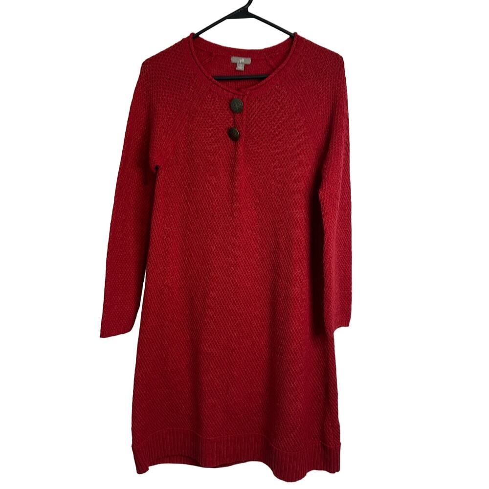 J. Jill Long Sleeve Tunic Button Roll Neck Wool Blend Knit‎ Sweater Dress Sz XS